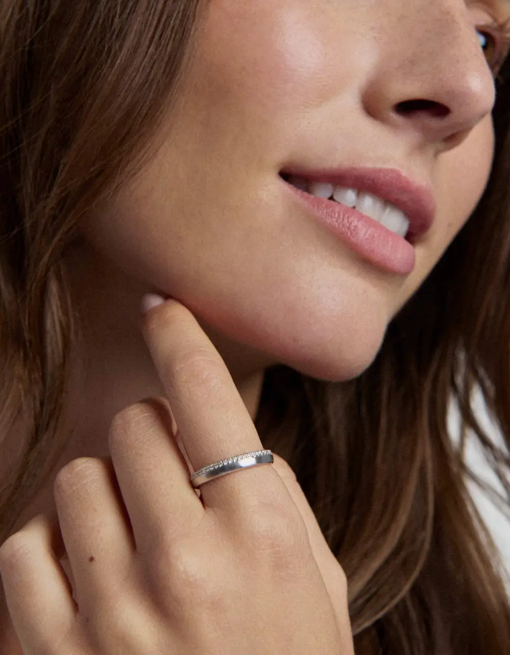 Whitney 14k Gold Band Ring in White Diamond