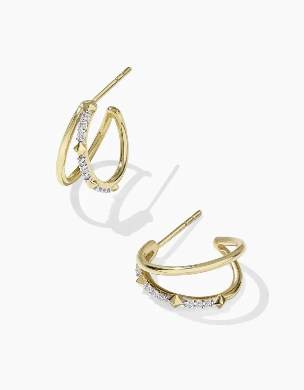 Astrid 14k Yellow Gold Split Hoop Earrings in White Diamond