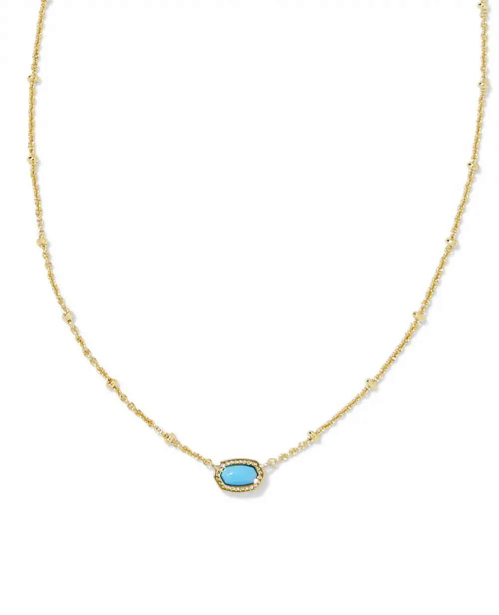 Mini Elisa Gold Satellite Short Pendant Necklace in Turquoise Magnesite