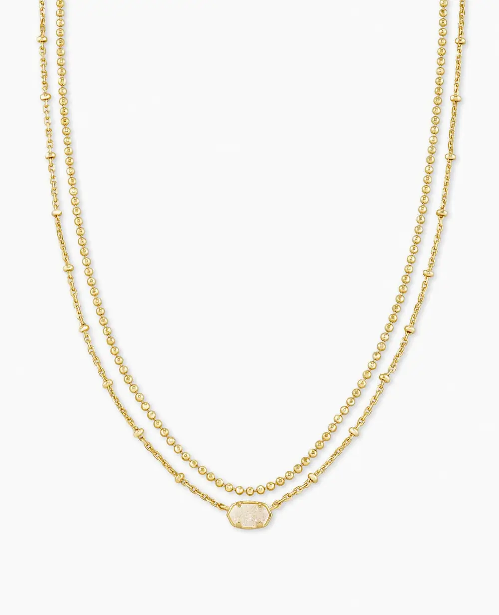 Emilie Gold Multi Strand Necklace in Iridescent Drusy