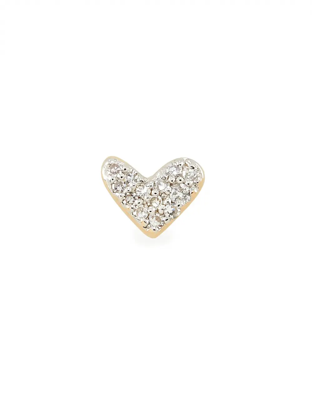 Heart Mini 14k Yellow Gold Single Stud Earring in White Diamond