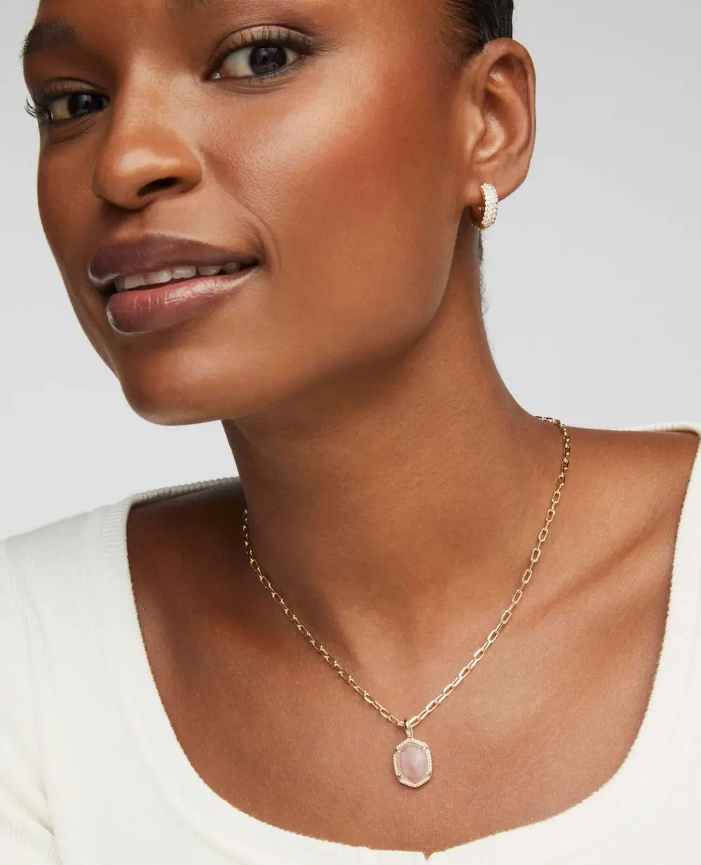 Daphne Pave Frame Short Pendant Necklace