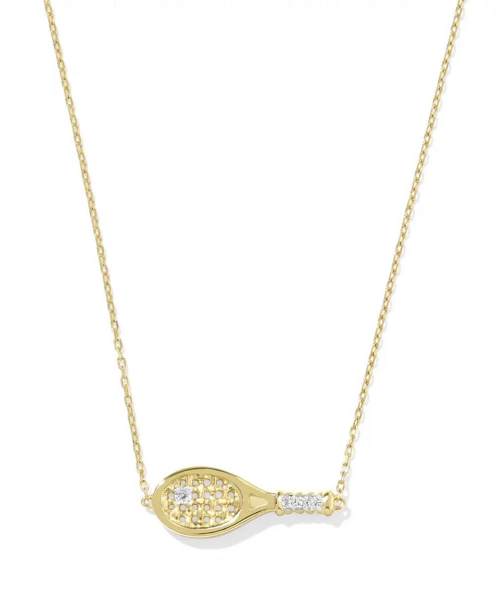 Diamond Accent Tennis Racket Necklace