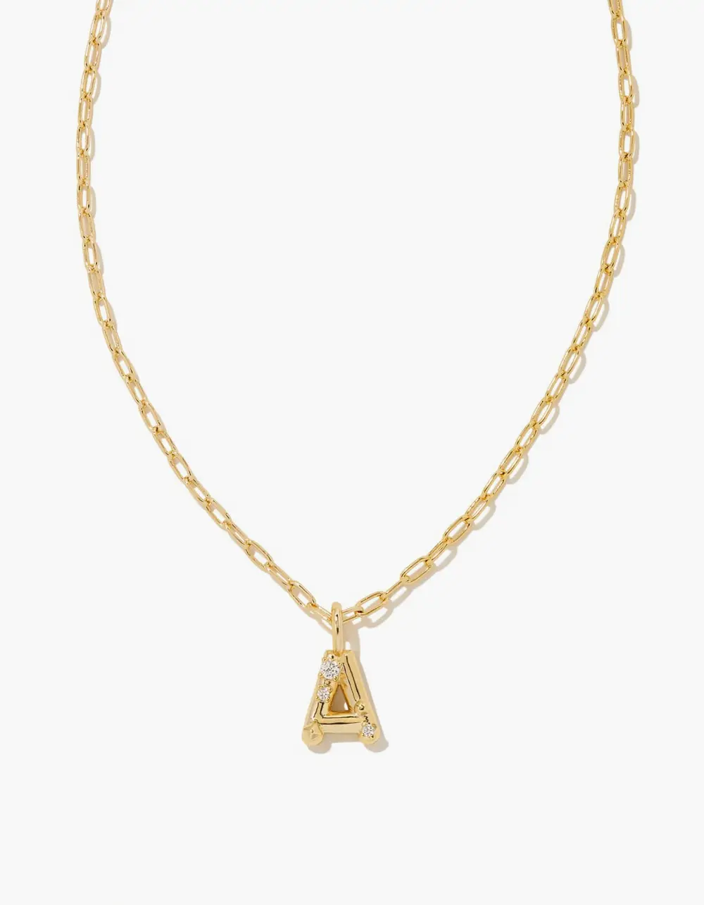 Crystal Letter Gold Short Pendant Necklace in White Crystal
