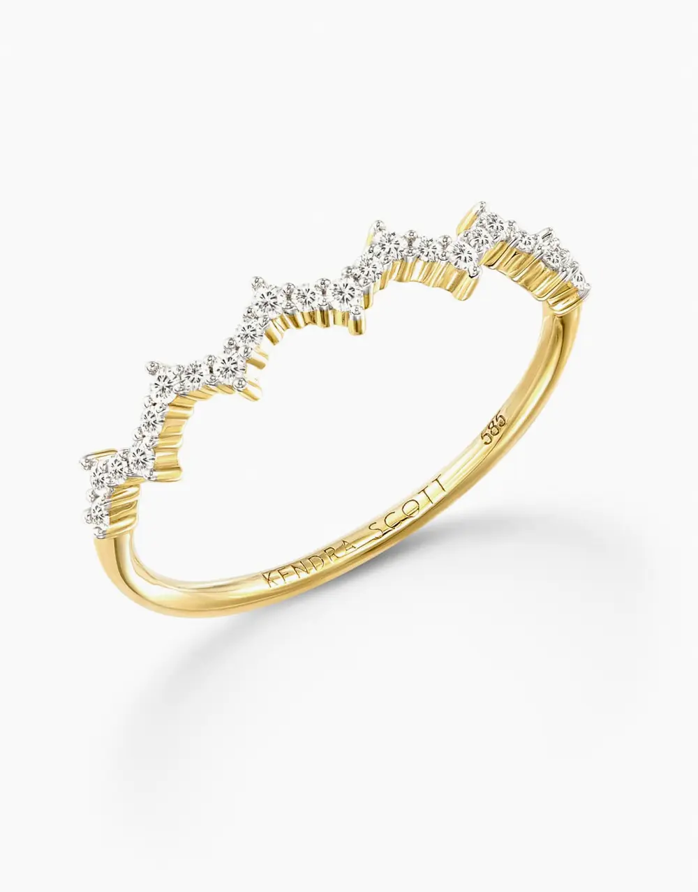 Finley 14k Yellow Gold Band Ring in White Diamond