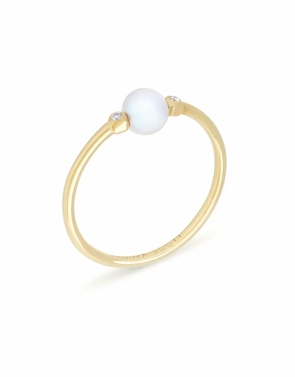Cathleen 14k Yellow Gold Band Ring in Pearl