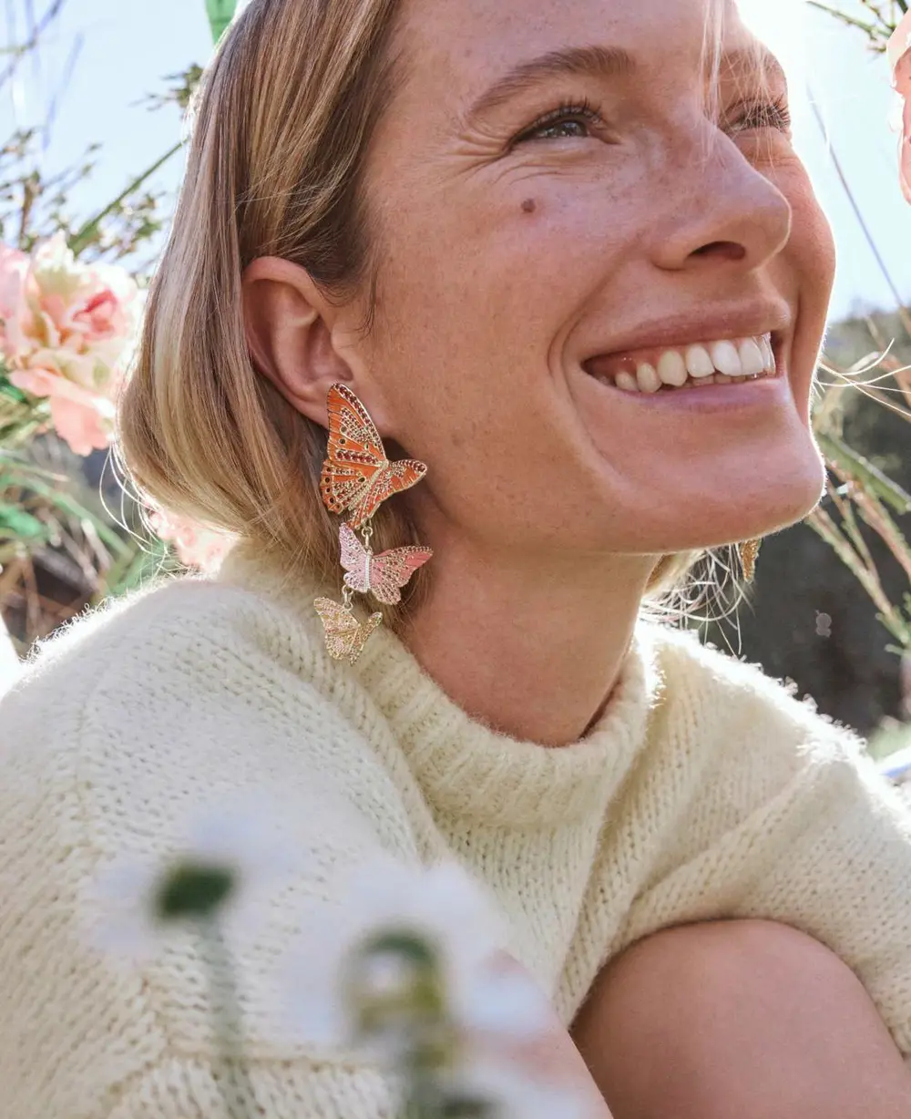 Cailey Enamel Butterfly Convertible Statement Earrings