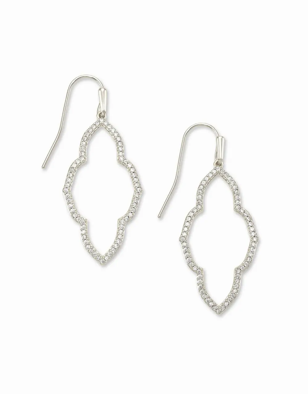 Abbie Small Open Frame Earrings in White Crystal