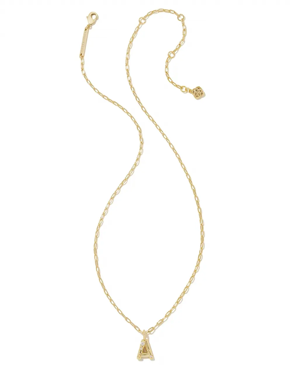 Crystal Letter Gold Short Pendant Necklace in White Crystal