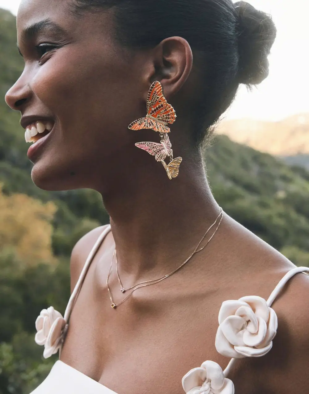 Cailey Enamel Butterfly Convertible Statement Earrings