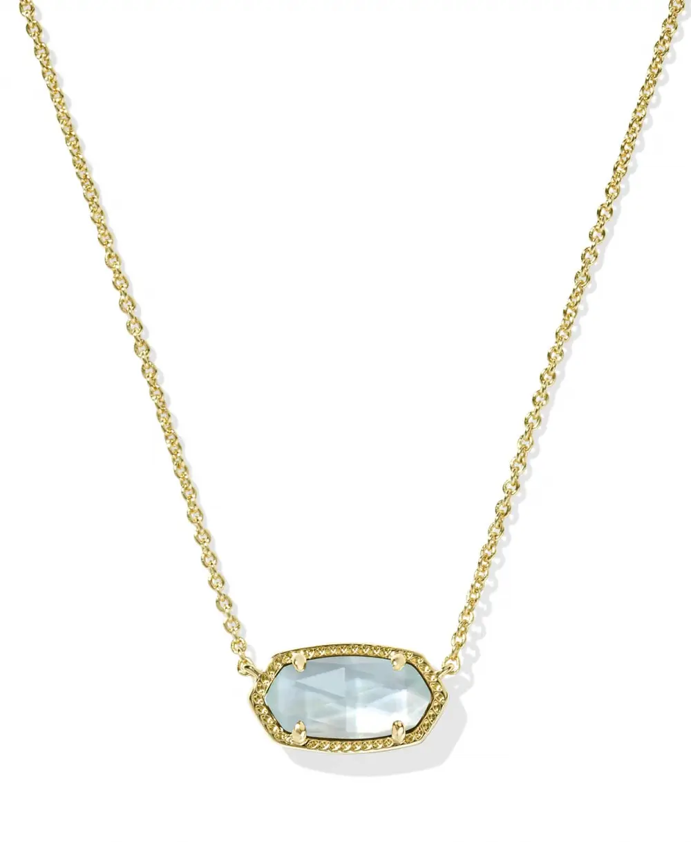 Elisa Gold Pendant Necklace in Light Blue Illusion