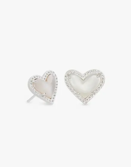 Ari Heart Stud Earrings in Silver