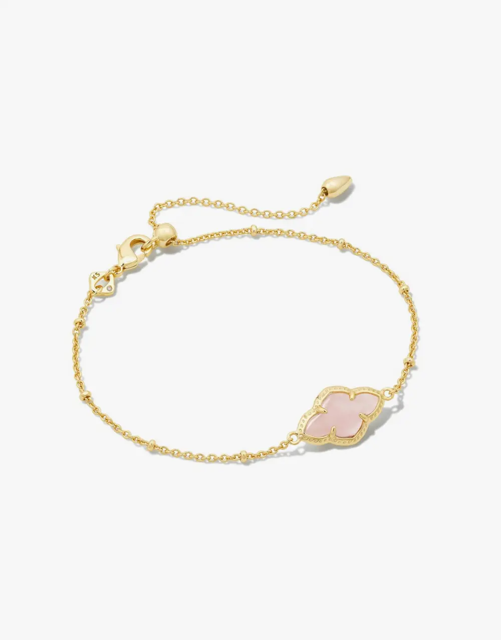 Abbie Gold Satellite Chain Bracelet in Rose Quartz