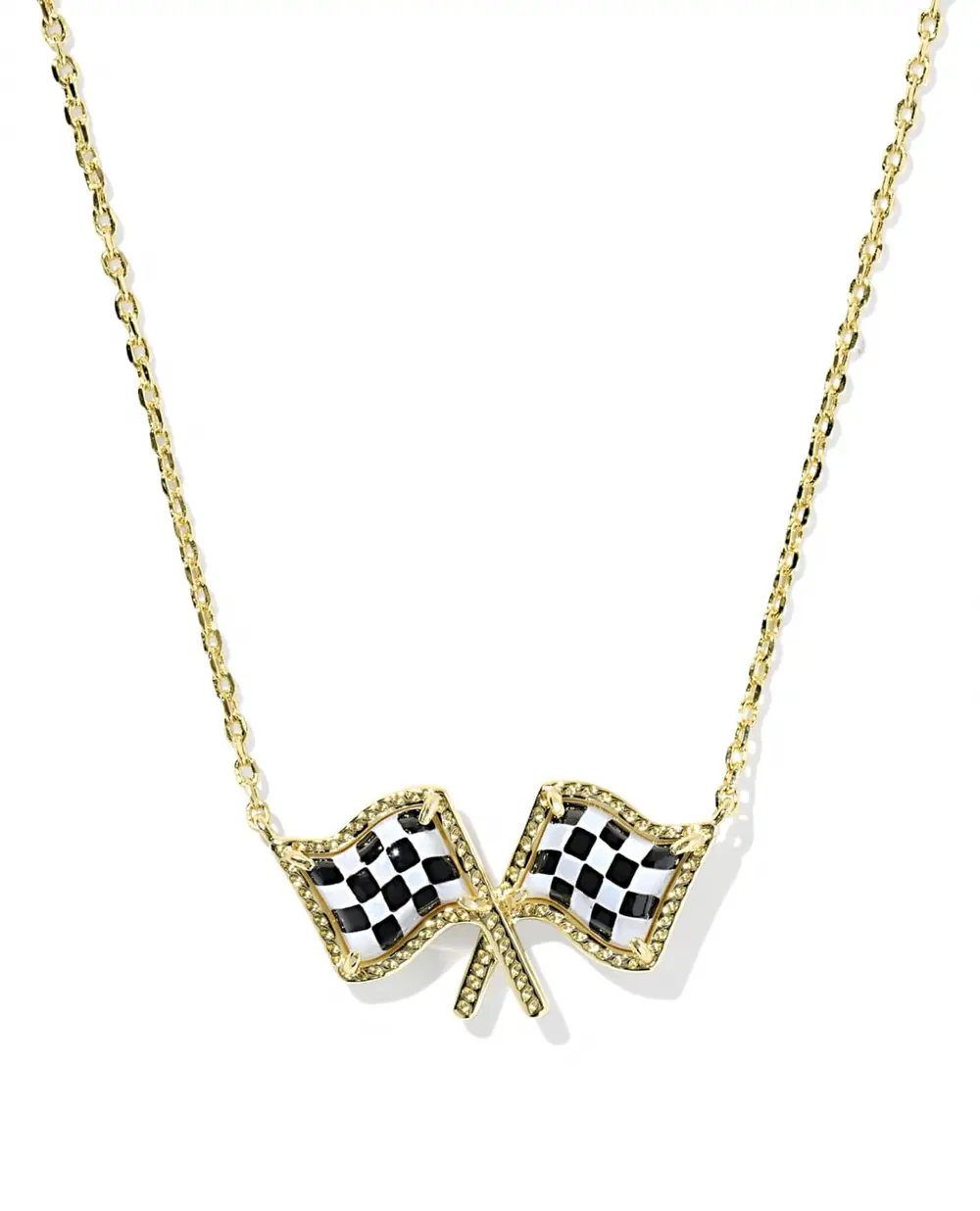 Checkered Flag Short Pendant Necklace