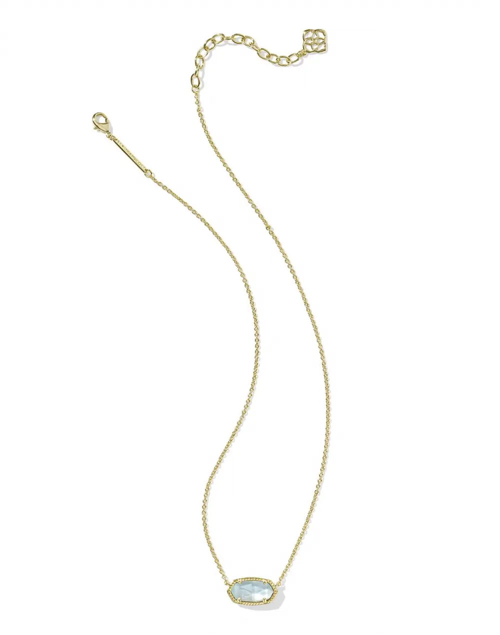 Elisa Gold Pendant Necklace in Light Blue Illusion