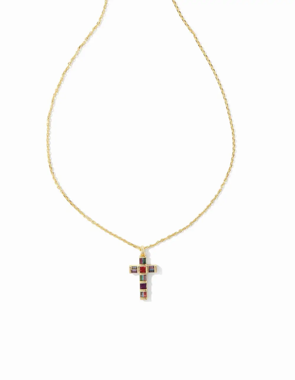 Gracie Cross Short Pendant Necklace in Gold