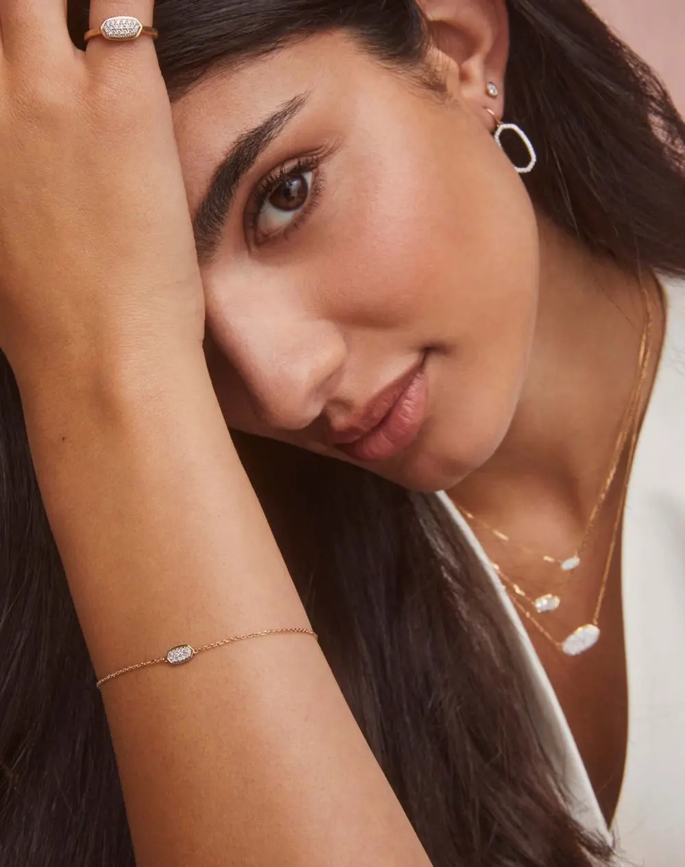 Millicent Delicate Chain Bracelet in White Diamond