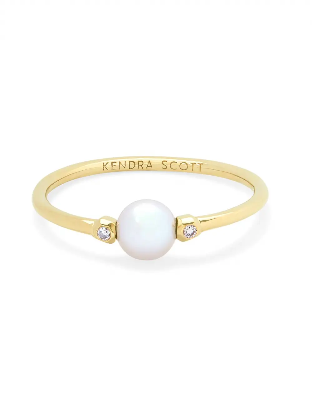 Cathleen 14k Yellow Gold Band Ring in Pearl