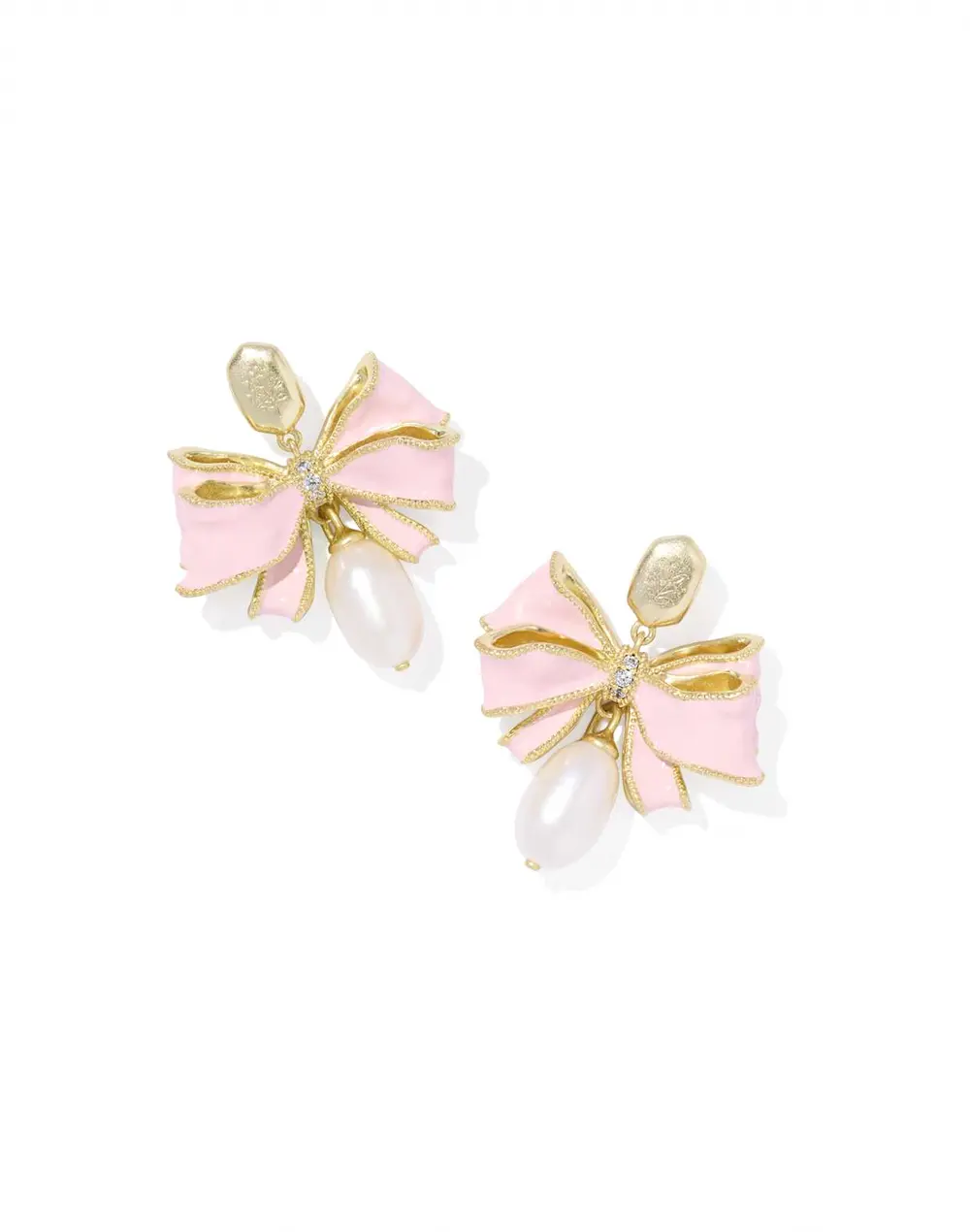 Kendra Scott x LoveShackFancy Pearl Bow Gold Statement Earrings