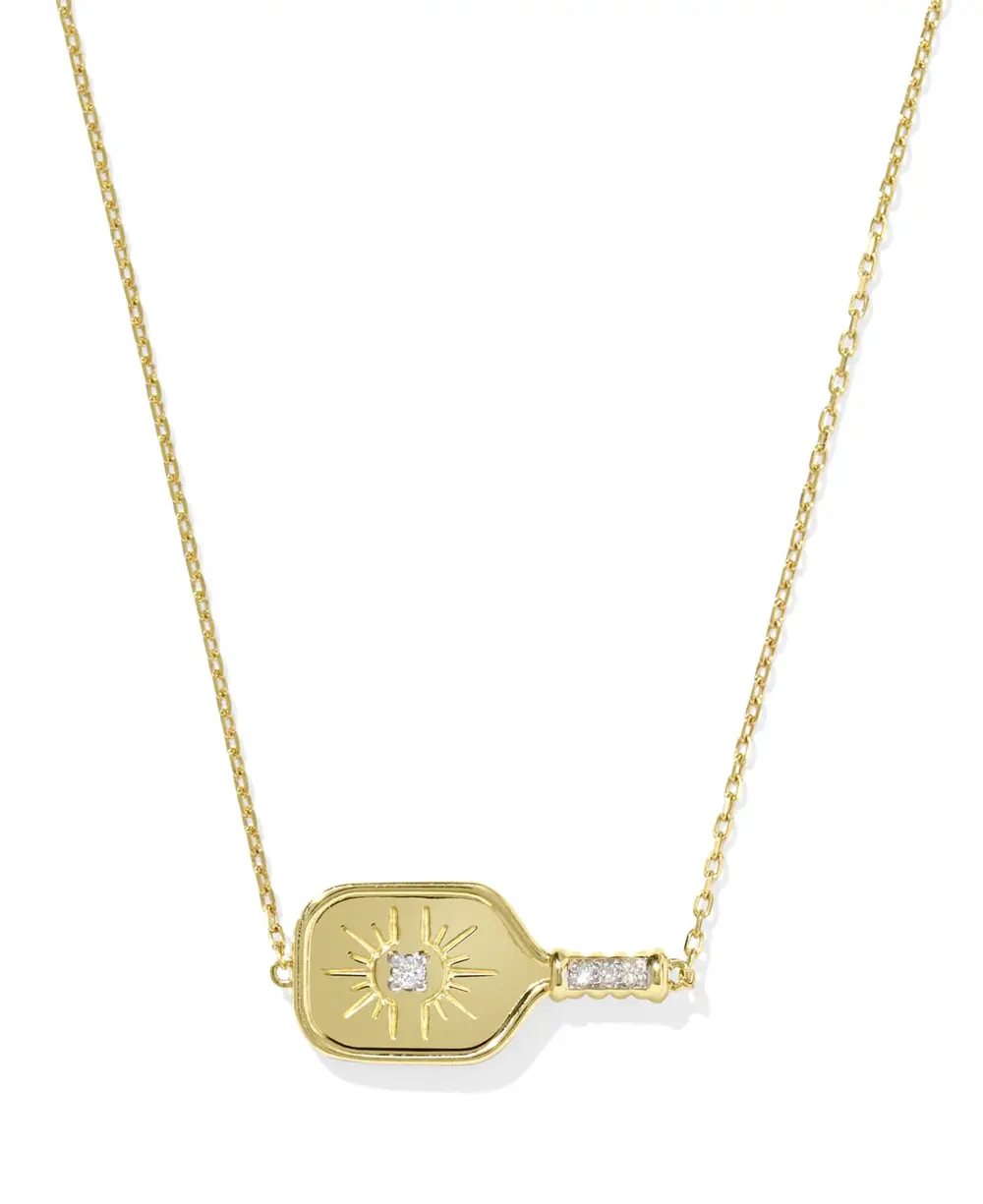 Diamond Accent Pickleball Paddle Necklace