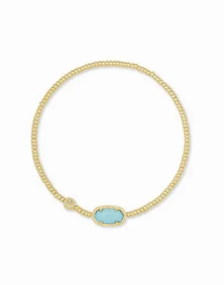 Grayson Gold Stretch Bracelet in Light Blue Magnesite