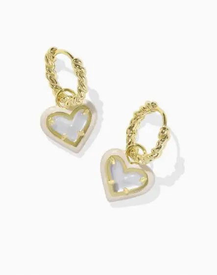 Ari Heart Enamel Frame Huggie Earrings