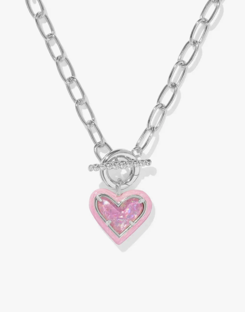 Ari Heart Enamel Frame Link and Chain Necklace