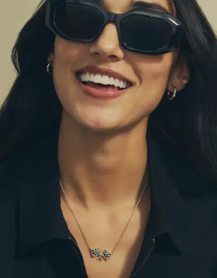 Checkered Flag Short Pendant Necklace