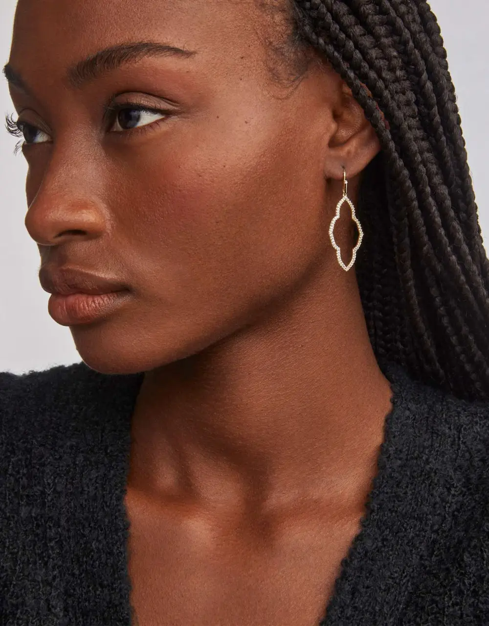 Abbie Open Frame Earrings in White Crystal