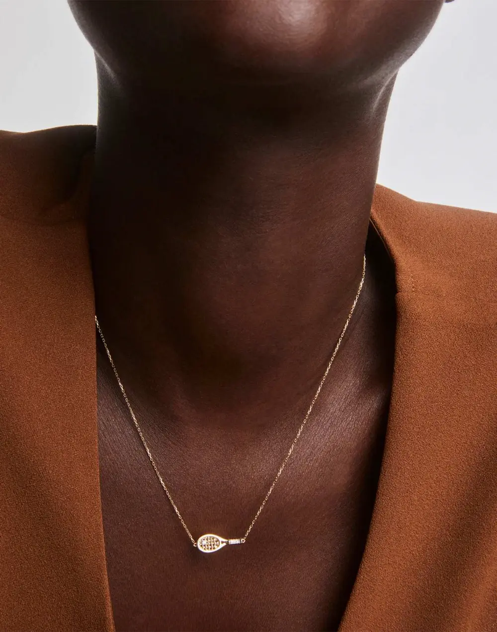 Diamond Accent Tennis Racket Necklace