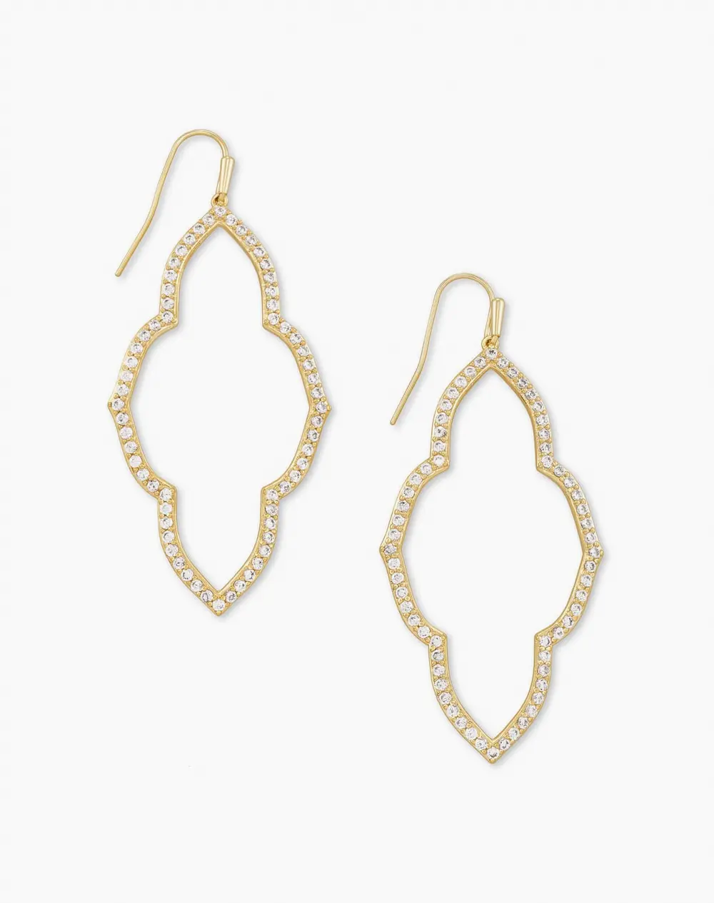 Abbie Open Frame Earrings in White Crystal