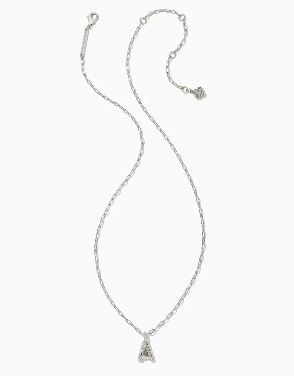 Crystal Letter Silver Short Pendant Necklace in White Crystal