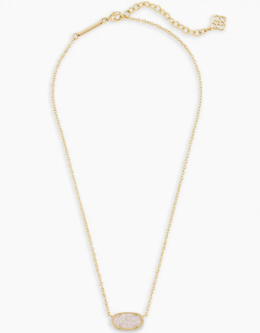Elisa Gold Extended Length Pendant Necklace in Iridescent Drusy