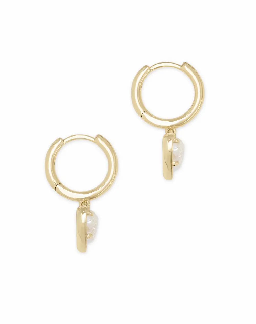 Ari Heart Gold Huggie Earrings in Iridescent Drusy