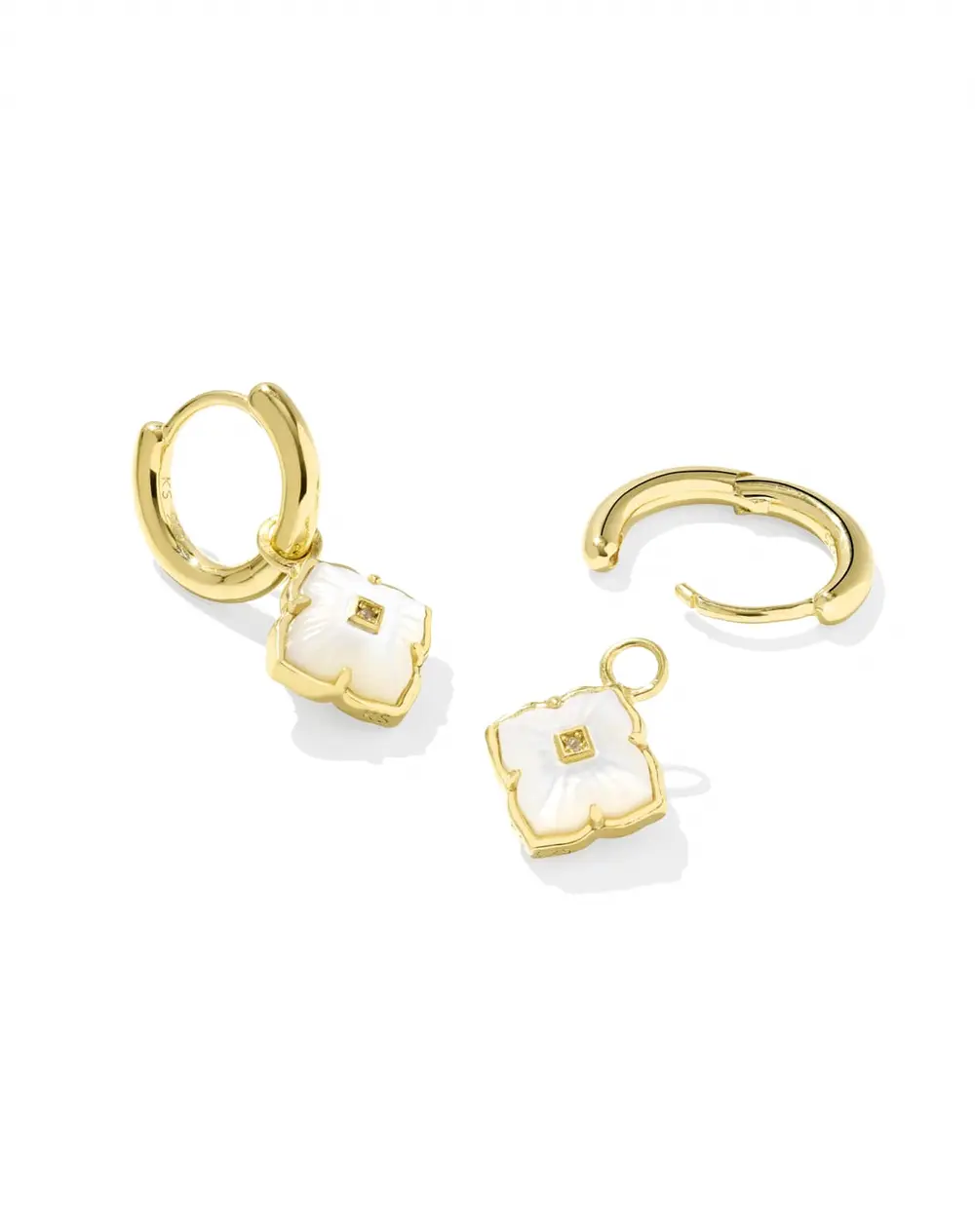 Dira Carved Stone Huggie Earrings