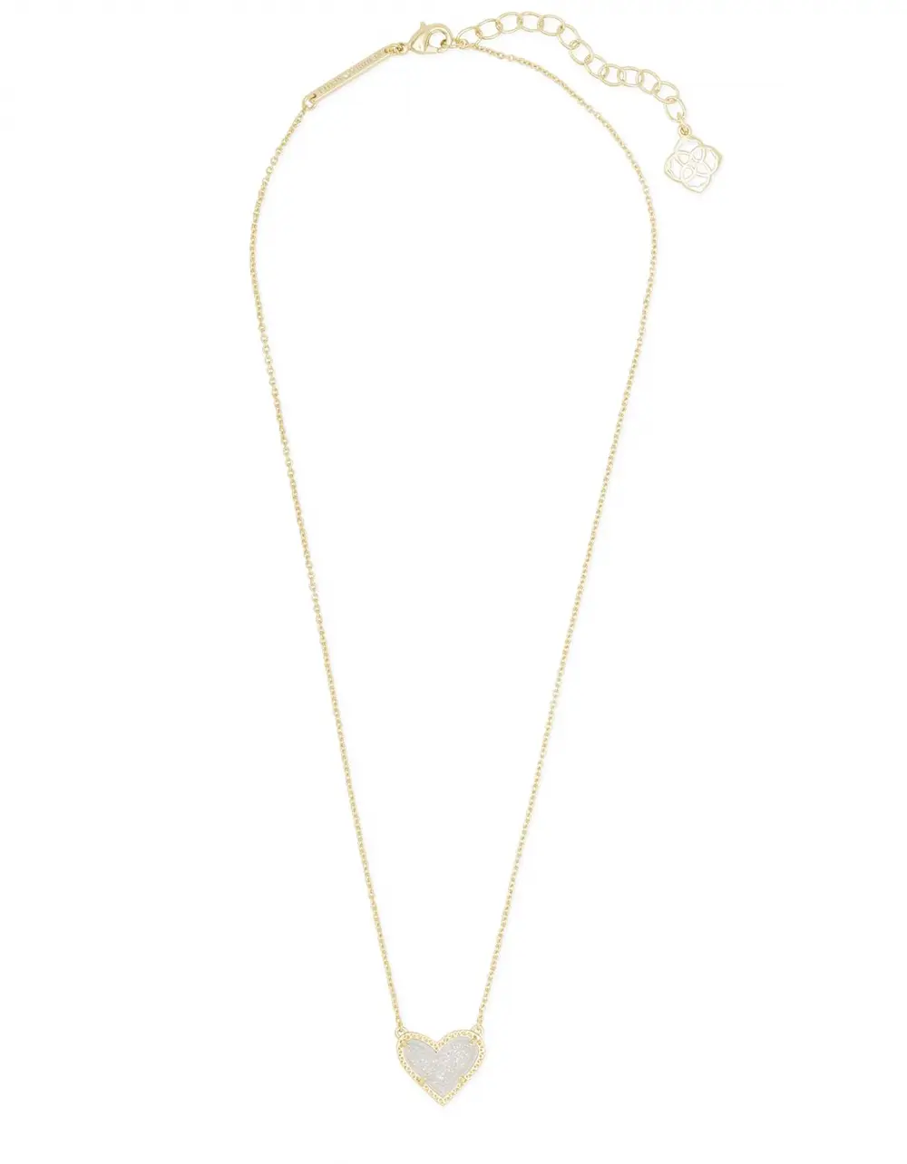 Ari Heart Gold Pendant Necklace in Iridescent Drusy