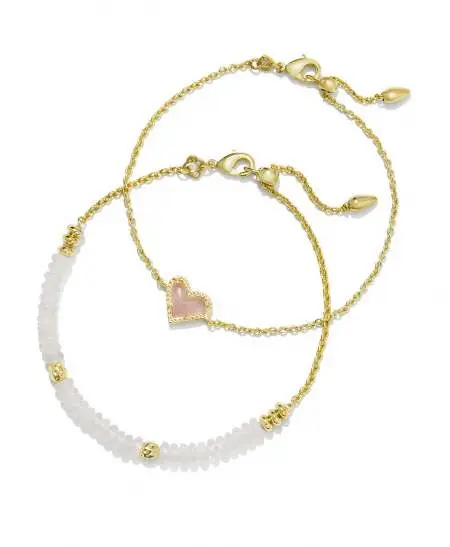 Ari Heart Delicate Chain Bracelet Set of 2