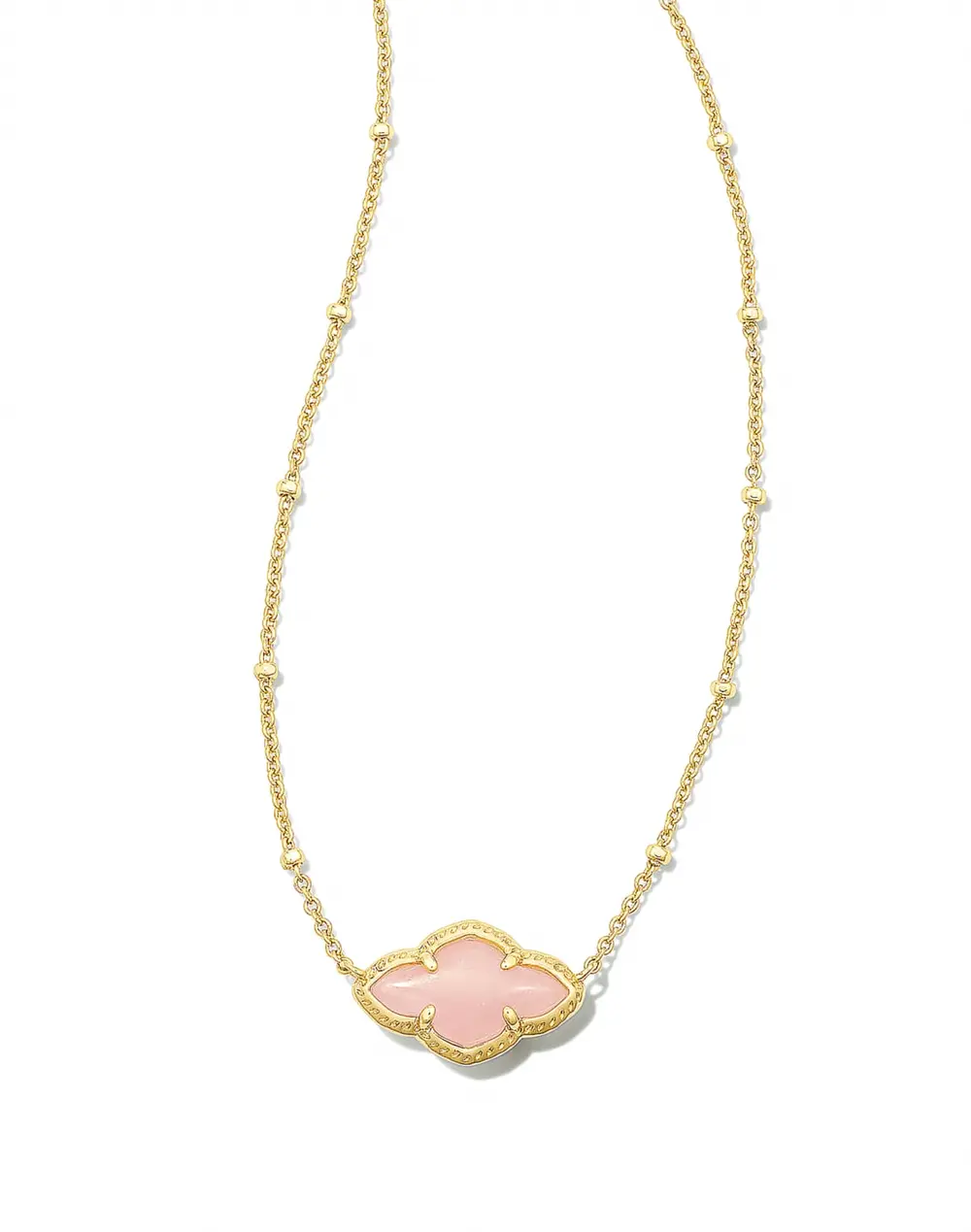 Abbie Gold Pendant Necklace in Rose Quartz