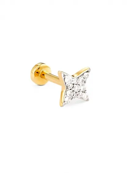 Star 14k Yellow Gold Mini Single Stud Earring