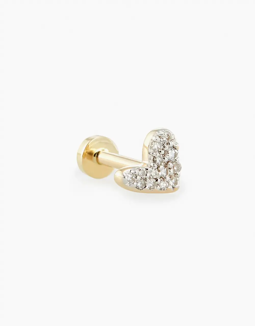 Heart Mini 14k Yellow Gold Single Stud Earring in White Diamond