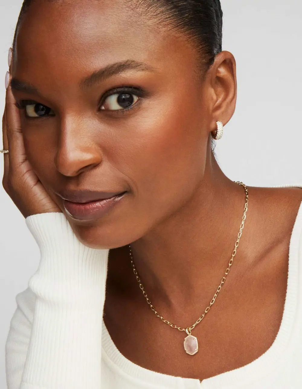 Daphne Pave Frame Short Pendant Necklace