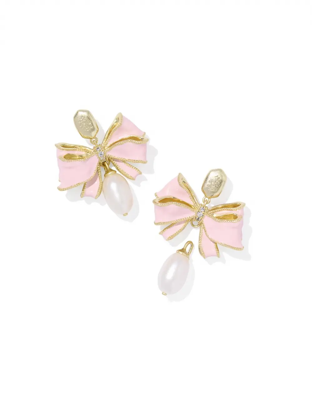 Kendra Scott x LoveShackFancy Pearl Bow Gold Statement Earrings