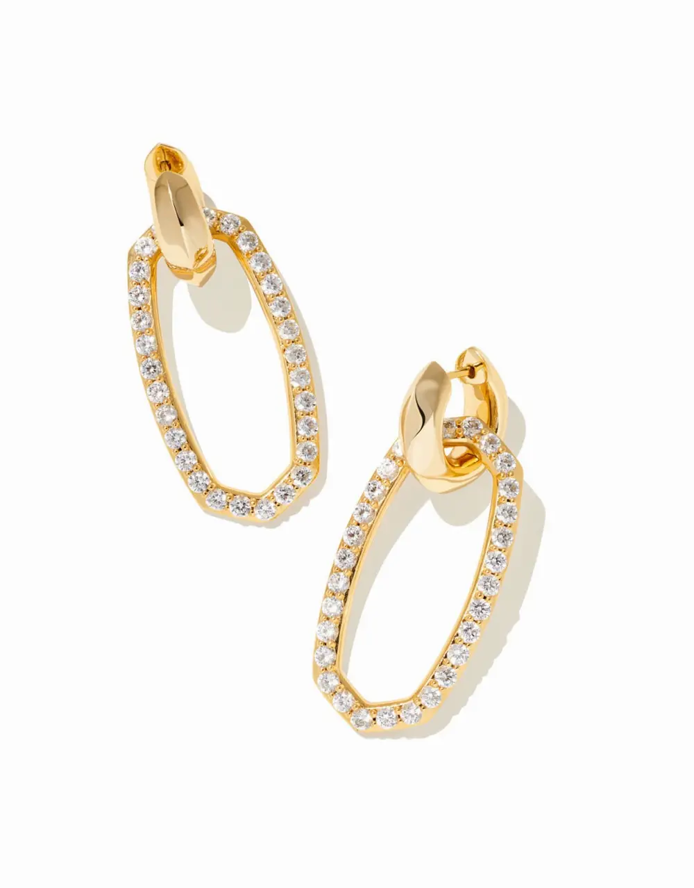 Danielle Convertible Link Earrings in White Crystal