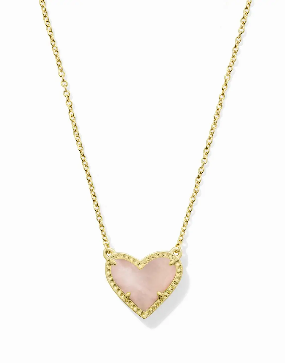 Ari Heart Gold Pendant Necklace in Rose Quartz