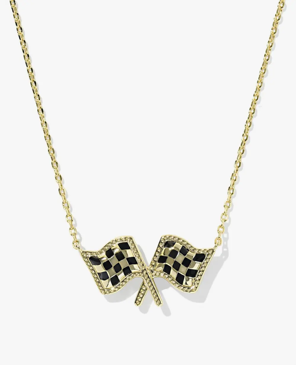 Checkered Flag Short Pendant Necklace