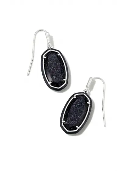 Dani Enamel Framed Drop Earrings in Silver