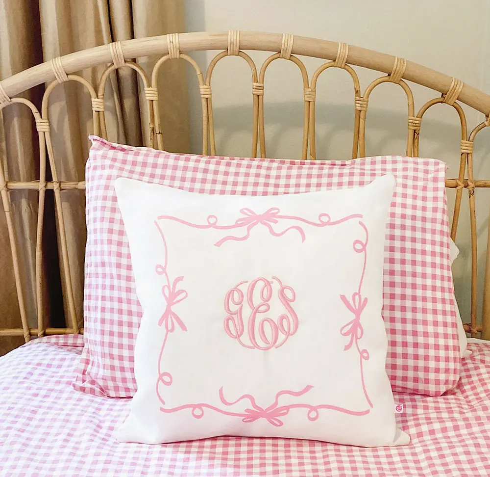 Monogrammed Bow Pillow Sham