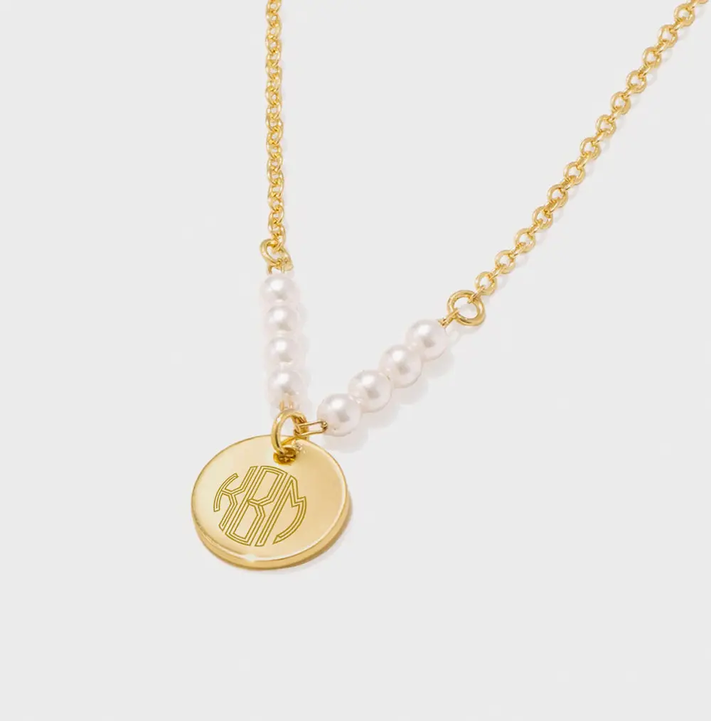 Monogrammed Pearl Necklace