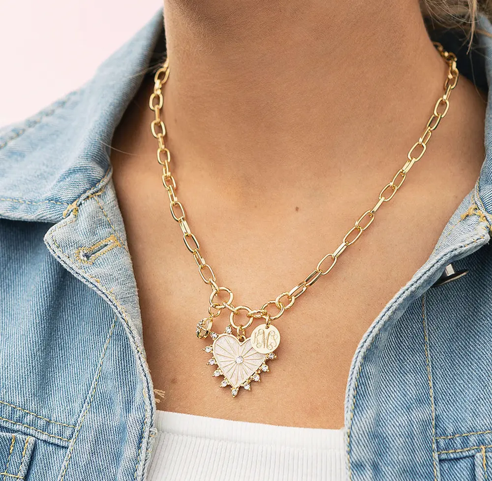 Monogrammed Heart Charm Necklace
