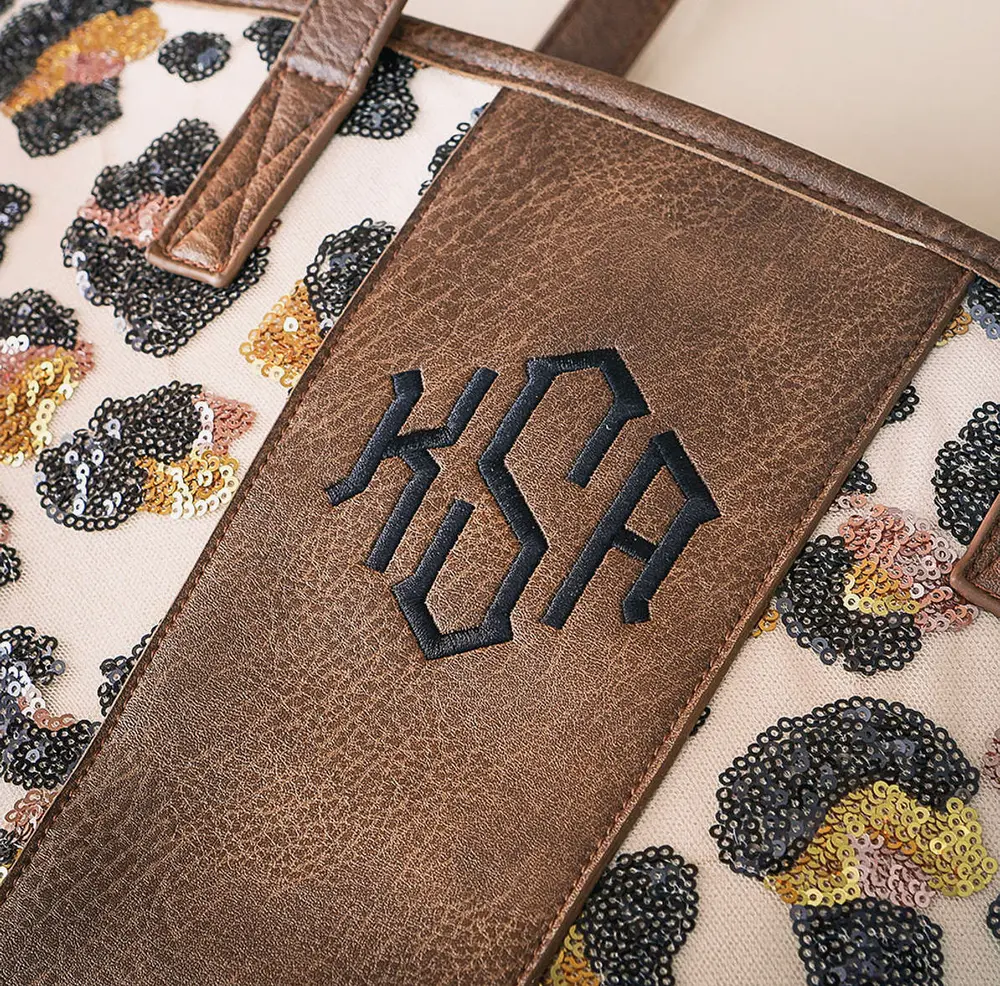 Monogrammed Leopard Tote Bag